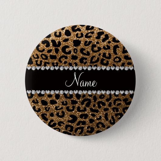Aangepaste naam goudglitter-cheetah-druk ronde button 5,7 cm (Voorkant)