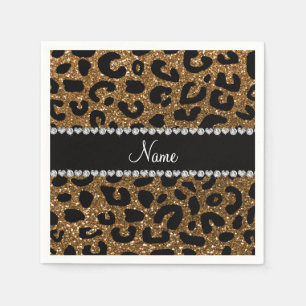 Aangepaste naam goudglitter-cheetah-druk servetten