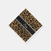 Aangepaste naam goudglitter-cheetah-druk servetten (Hoek)