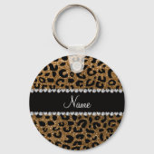 Aangepaste naam goudglitter-cheetah-druk sleutelhanger (Voorkant)