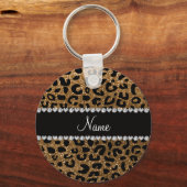 Aangepaste naam goudglitter-cheetah-druk sleutelhanger (Voorkant)