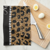 Aangepaste naam goudglitter-cheetah-druk theedoek (Quarter Fold)