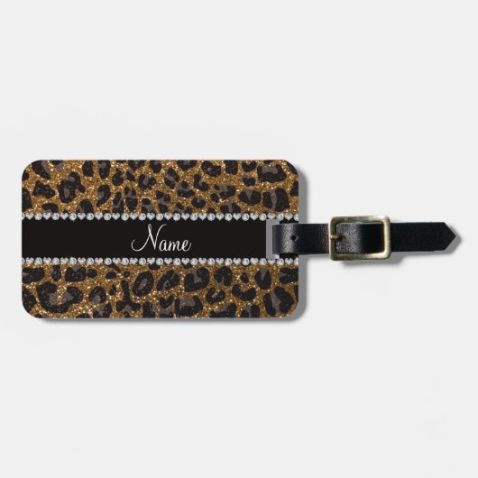 Aangepaste naam goudglittersplaat bagagelabel (Voorkant horizontaal)