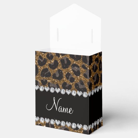 Aangepaste naam goudglittersplaat bedankdoosjes (Geopend)