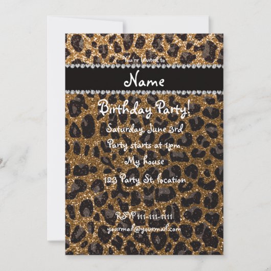 Aangepaste naam goudglittersplaat kaart (Voorkant)