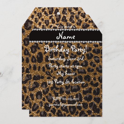 Aangepaste naam goudglittersplaat kaart (Voorkant / Achterkant)