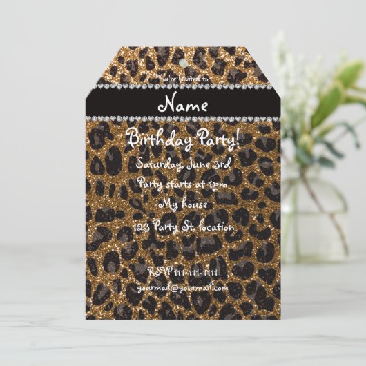 Aangepaste naam goudglittersplaat kaart (Staand voorkant)