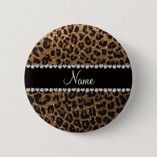 Aangepaste naam goudglittersplaat ronde button 5,7 cm (Voorkant)