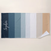 Aangepaste naam Gradient Beach Towel - Navy to Gol Strandlaken (Voorkant)