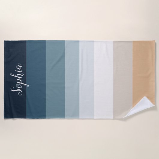 Aangepaste naam Gradient Beach Towel - Navy to Gol Strandlaken (Voorkant)