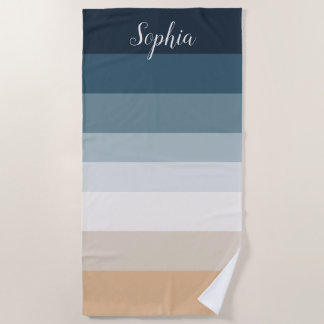 Aangepaste naam Gradient Beach Towel - Navy to Gol Strandlaken