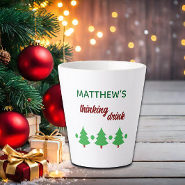 Aangepaste naam grappig denk drank kerstbomen latte mok