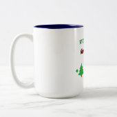 Aangepaste naam grappig denk drank kerstbomen tweekleurige koffiemok (Links)