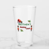 Aangepaste naam grappig denkend drankje kersthoed glas (Voorkant)
