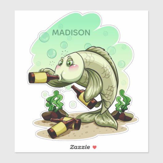 Aangepaste naam grappig Drink vis Sticker (Vel)