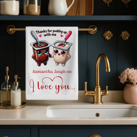 Aangepaste naam Grappig Eten Liefde Handdoek Valen