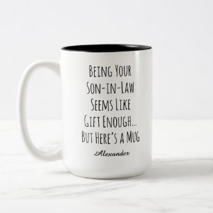 Aangepaste naam Grappig geschenk voor schoonzoon S Tweekleurige Koffiemok
