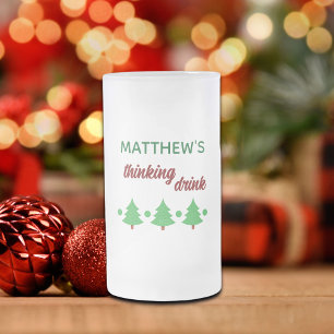 Aangepaste naam Grappig nadenken drank Kerstbomen Matglas Bierpul