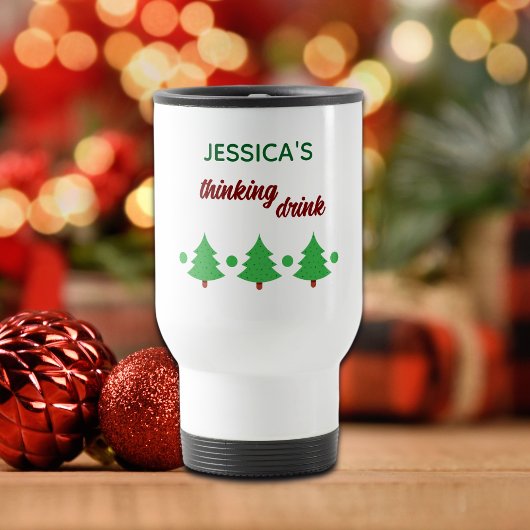 Aangepaste naam Grappig nadenken drank Kerstbomen Reisbeker