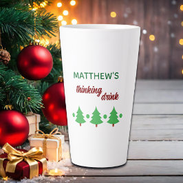 Aangepaste naam Grappig nadenkend drankje Kerstbom Latte Mok