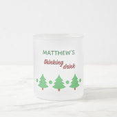 Aangepaste naam Grappig nadenkend drankje Kerstbom Matglas Koffiemok (Center)