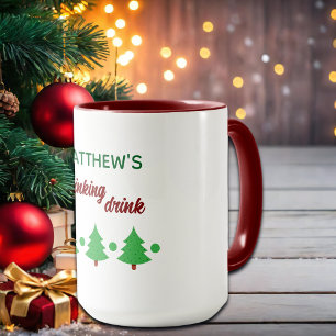 Aangepaste naam Grappig nadenkend drankje Kerstbom Mok