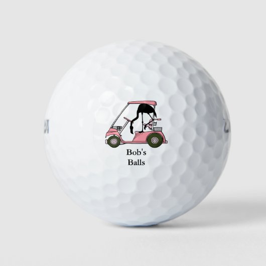 Aangepaste naam Grappige Golfkar Flamingo Golfballen (Voorkant)