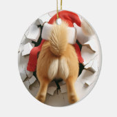 Aangepaste naam Grappige hond breken in 2-zijdige  Keramisch Ornament (Links)