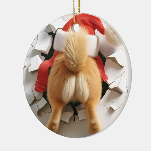 Aangepaste naam Grappige hond breken in 2-zijdige Keramisch Ornament (Links)