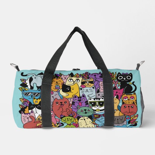 Aangepaste naam Grappige katten Illustratie Plunjezak (Voorkant)