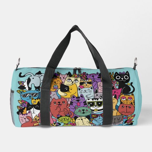 Aangepaste naam Grappige katten Illustratie Plunjezak (Achterkant)