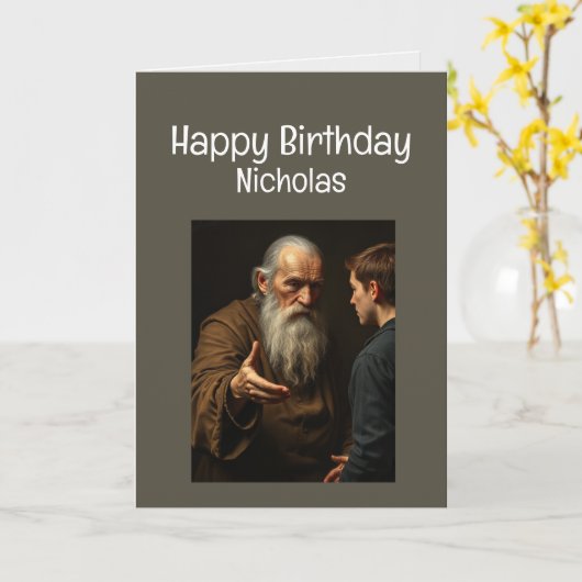 Aangepaste Naam Grappige Verjaardag Ouderdom Komt  Kaart (Gele Bloem)