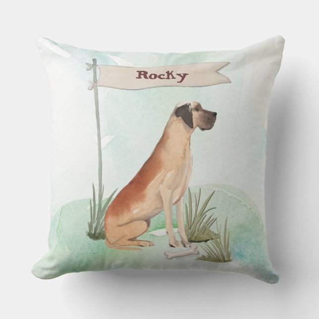 Aangepaste naam: Great Dane Pet Dog Kussen (Voorkant)