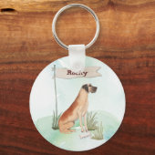 Aangepaste naam: Great Dane Pet Dog Sleutelhanger (Voorkant)