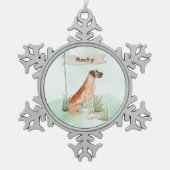 Aangepaste naam: Great Dane Pet Dog Tin Sneeuwvlok Ornament (Voorkant)