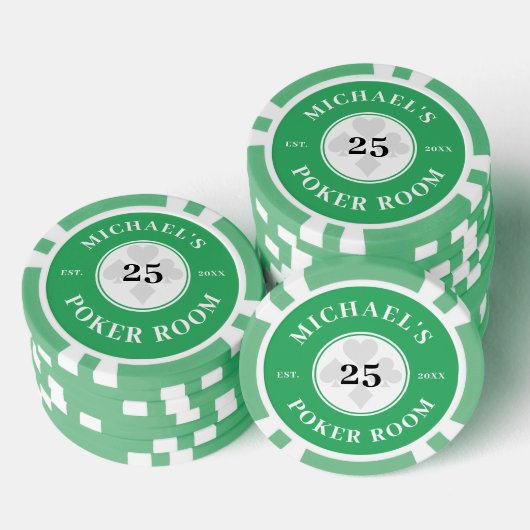 Aangepaste naam Green & White Las Vegas Denominati Poker Chips (Opstapeling)