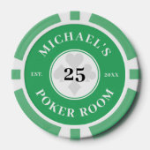 Aangepaste naam Green & White Las Vegas Denominati Poker Chips (Voorkant)