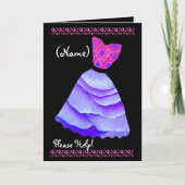 AANGEPASTE NAAM Greeter Invitation PAARSE jurk (Voorkant)