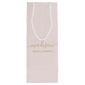 Aangepaste naam Greeting Chic Gold Script Blush Pi Wijn Cadeautas (Achterkant)