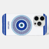 Aangepaste naam Grieks patroon Evil Eye Nazar Case-Mate iPhone Case (Achterkant (horizontaal))