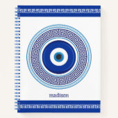 Aangepaste naam Grieks patroon Evil Eye Nazar Notitieboek (Voorkant)