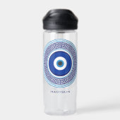 Aangepaste naam Grieks patroon Evil Eye Nazar Waterfles (Achterkant)
