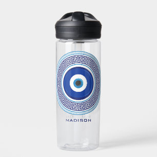 Aangepaste naam Grieks patroon Evil Eye Nazar Waterfles