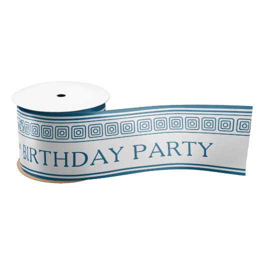 Aangepaste naam Griekse meanderpatroon in blauw Satijnen Lint (Spoel)