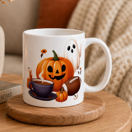 Aangepaste naam griezelige Halloween-geest, voetba Koffiemok