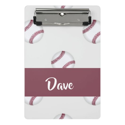 Aangepaste naam grijs baseball-patroon mini klembord (Voorkant)