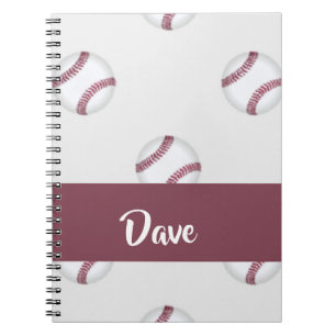 Aangepaste naam grijs baseball-patroon notitieboek