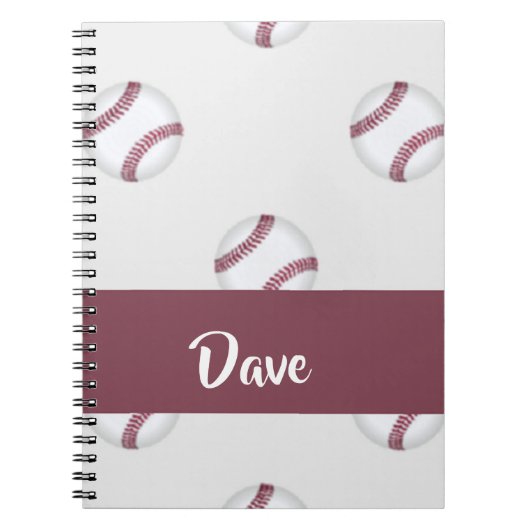 Aangepaste naam grijs baseball-patroon notitieboek (Voorkant)