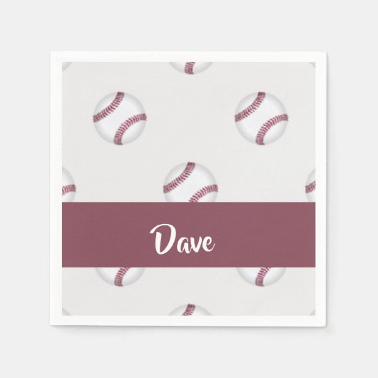 Aangepaste naam grijs baseball-patroon servet (Voorkant)
