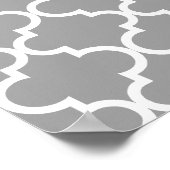 Aangepaste naam grijs marokcan patroon roze glitte poster (Hoek)